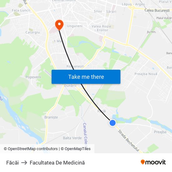 Făcăi to Facultatea De Medicină map