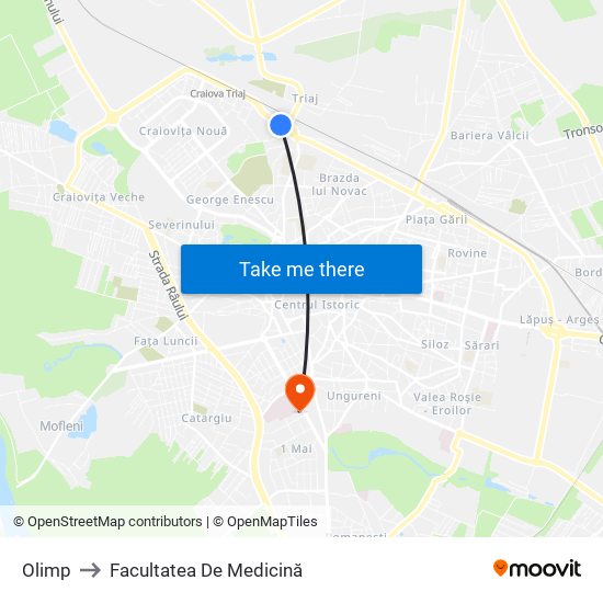 Olimp to Facultatea De Medicină map