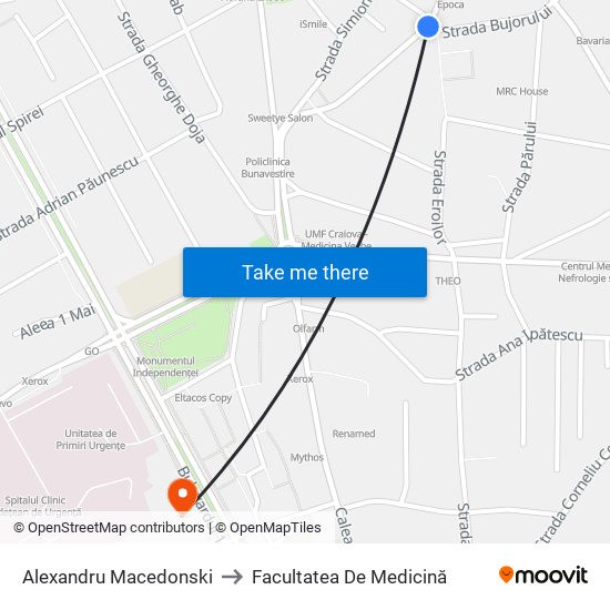 Alexandru Macedonski to Facultatea De Medicină map