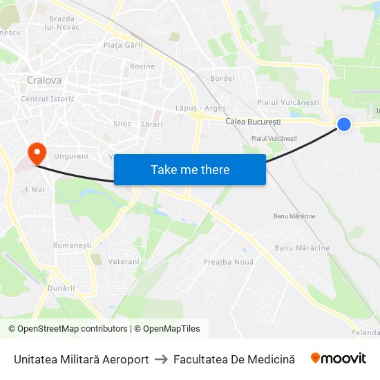 Unitatea Militară Aeroport to Facultatea De Medicină map