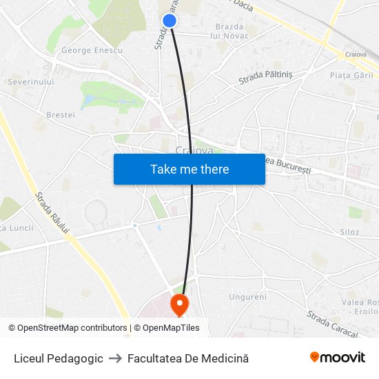 Liceul Pedagogic to Facultatea De Medicină map