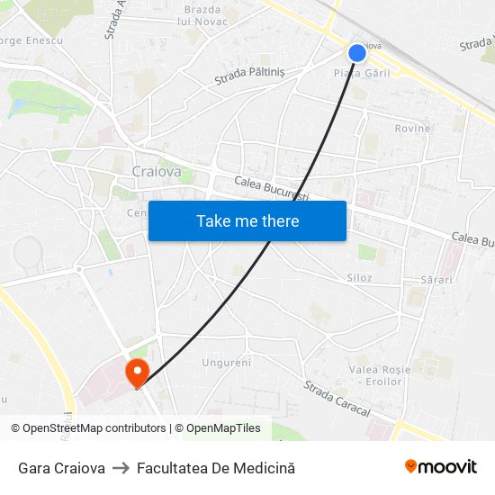 Gara Craiova to Facultatea De Medicină map