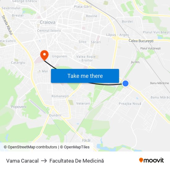 Vama Caracal to Facultatea De Medicină map