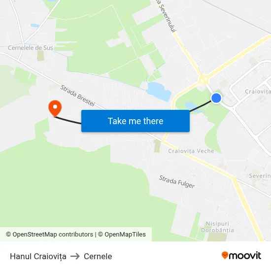 Hanul Craiovița to Cernele map