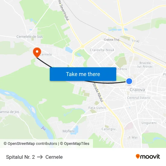 Spitalul Nr. 2 to Cernele map