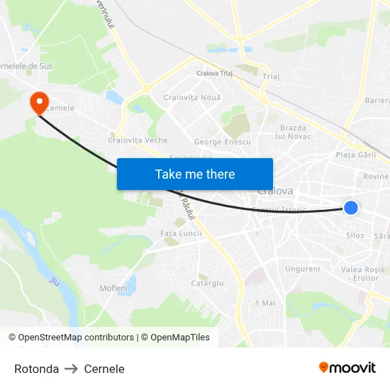 Rotonda to Cernele map