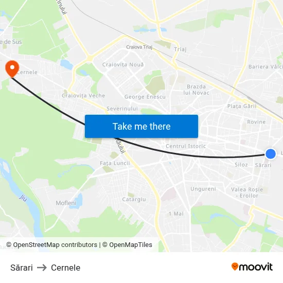 Sărari to Cernele map