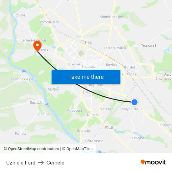 Uzinele Ford to Cernele map