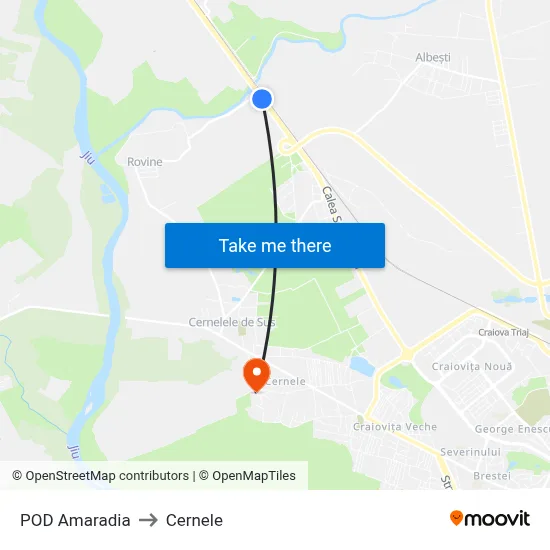 POD Amaradia to Cernele map