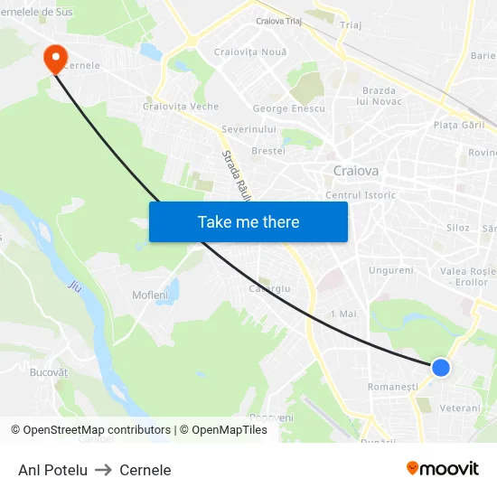 Anl Potelu to Cernele map