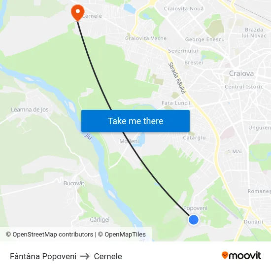 Fântâna Popoveni to Cernele map