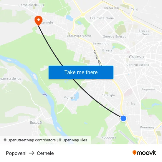 Popoveni to Cernele map