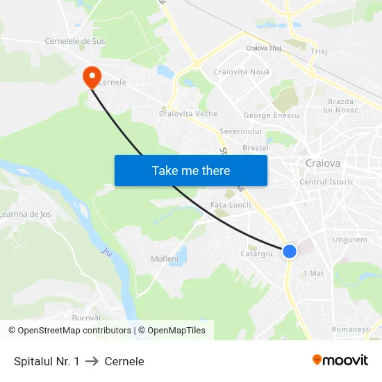 Spitalul Nr. 1 to Cernele map
