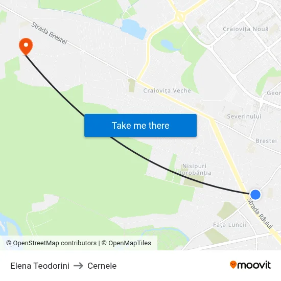 Elena Teodorini to Cernele map