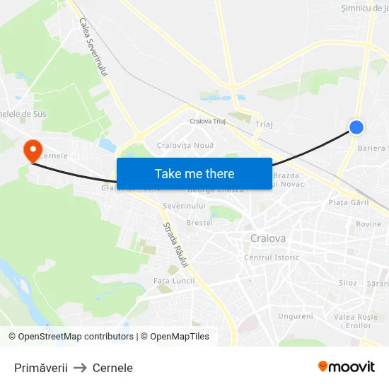 Primăverii to Cernele map