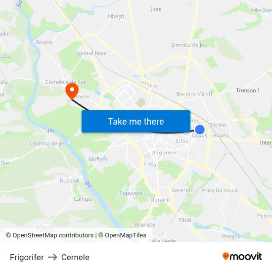 Frigorifer to Cernele map