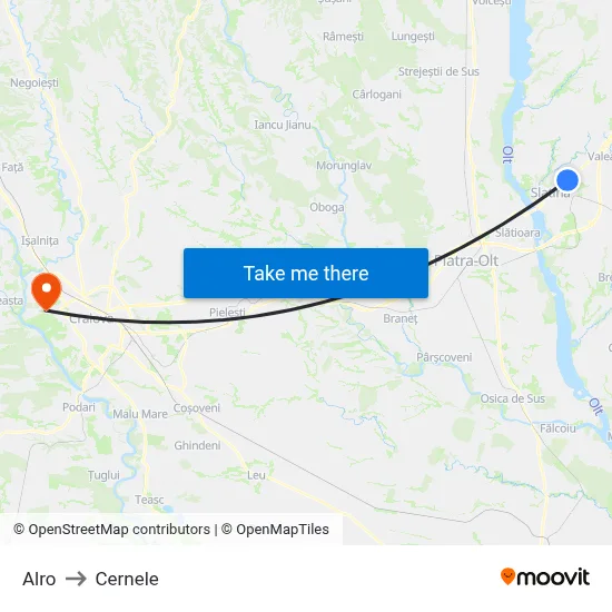 Alro to Cernele map