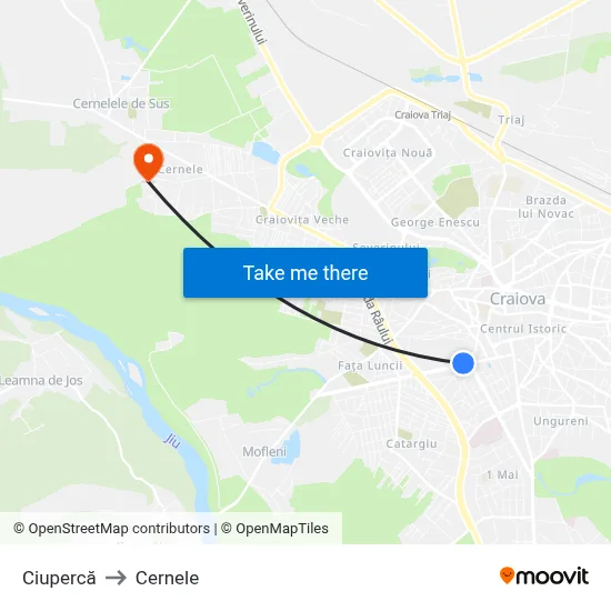 Ciupercă to Cernele map
