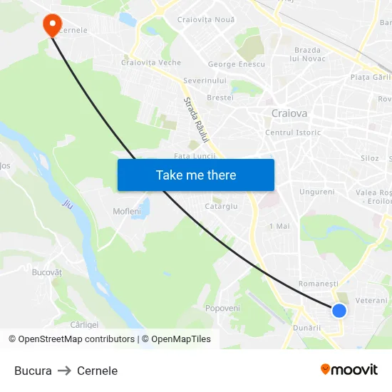 Bucura to Cernele map