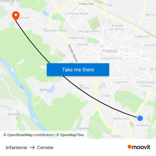 Infanteriei to Cernele map