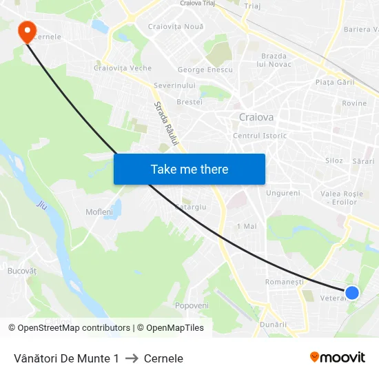 Vânători De Munte 1 to Cernele map