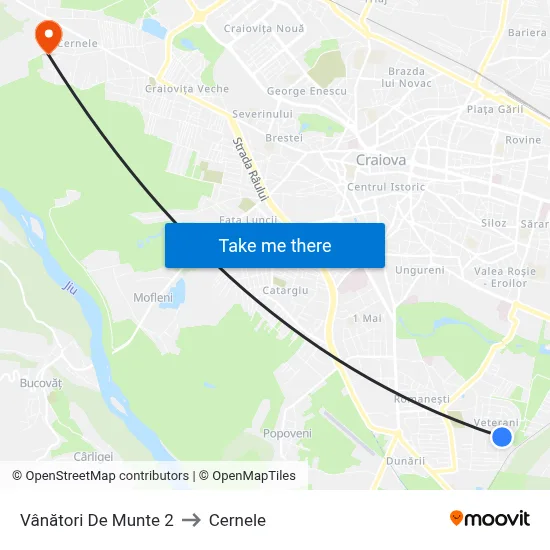 Vânători De Munte 2 to Cernele map