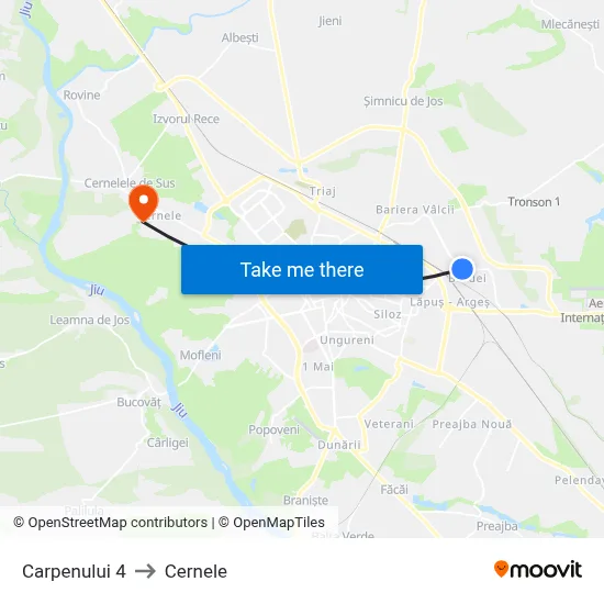 Carpenului 4 to Cernele map