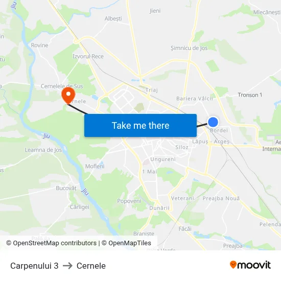 Carpenului 3 to Cernele map
