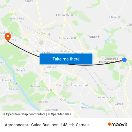 Agroconcept - Calea București 148 to Cernele map