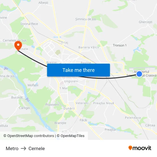 Metro to Cernele map