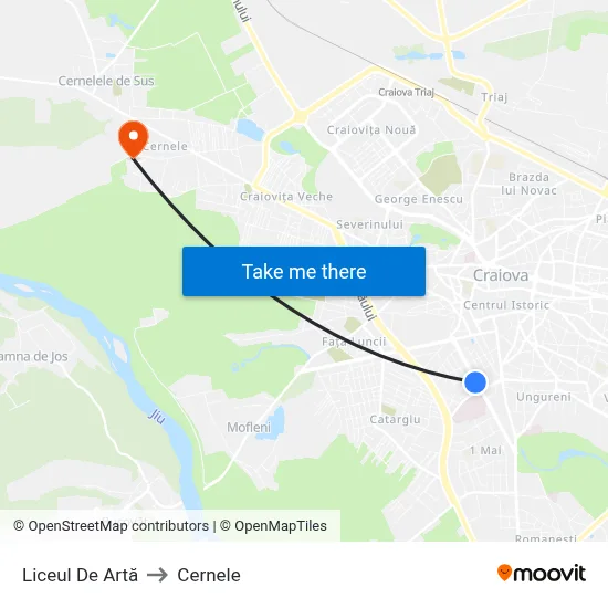 Liceul De Artă to Cernele map