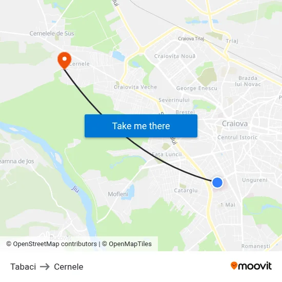 Tabaci to Cernele map