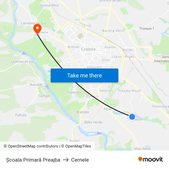 Școala Primară Preajba to Cernele map