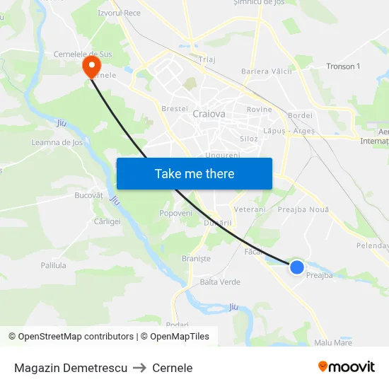 Magazin Demetrescu to Cernele map