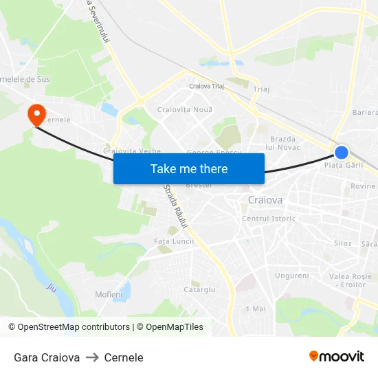 Gara Craiova to Cernele map