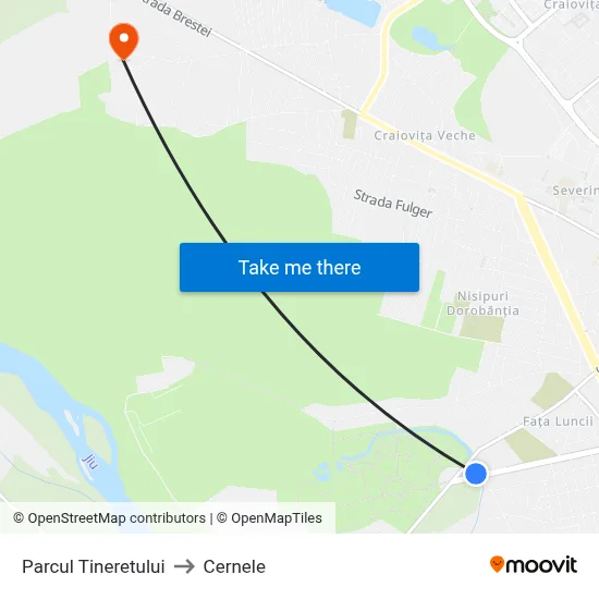 Parcul Tineretului to Cernele map