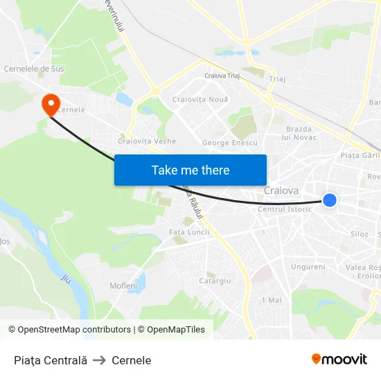 Piaţa Centrală to Cernele map