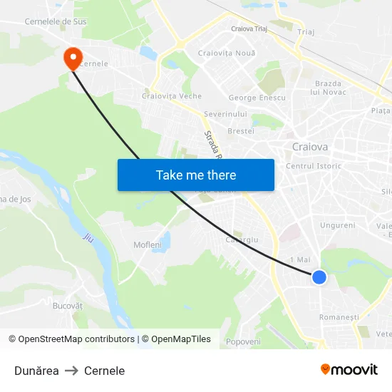 Dunărea to Cernele map