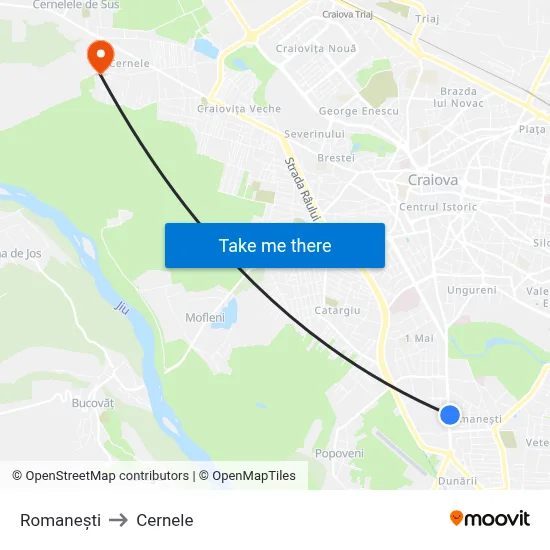 Romanești to Cernele map