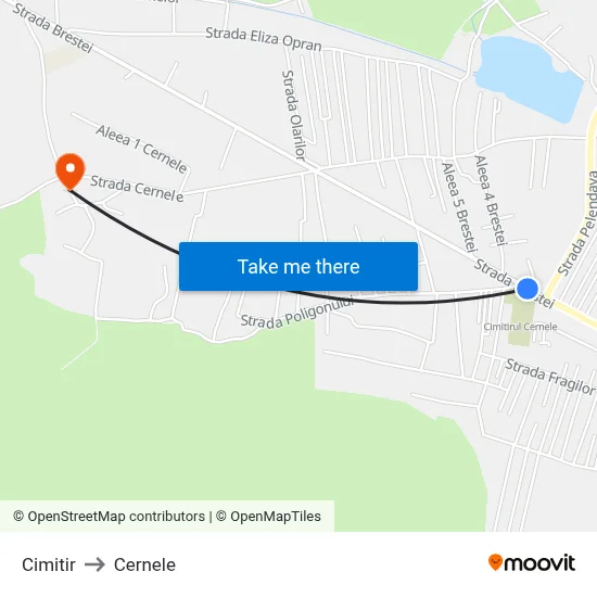 Cimitir to Cernele map