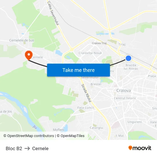 Bloc B2 to Cernele map