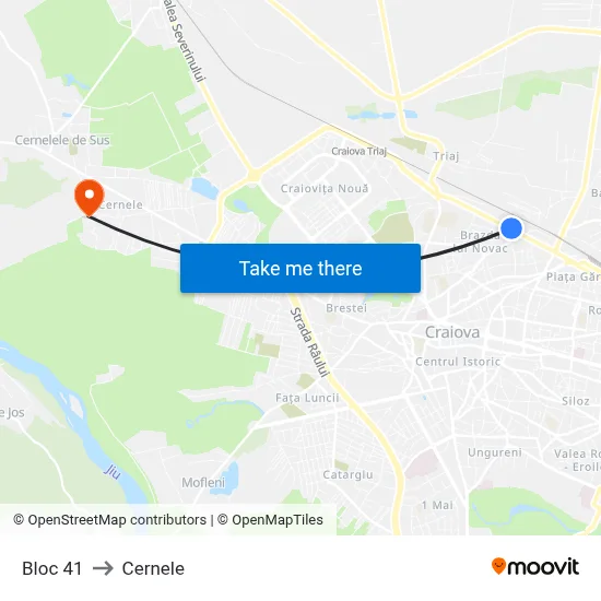 Bloc 41 to Cernele map