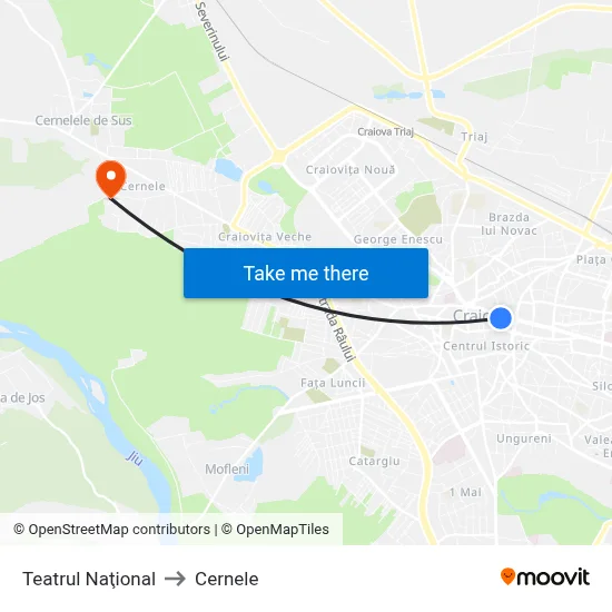Teatrul Naţional to Cernele map