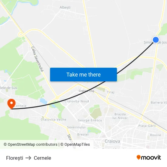 Florești to Cernele map