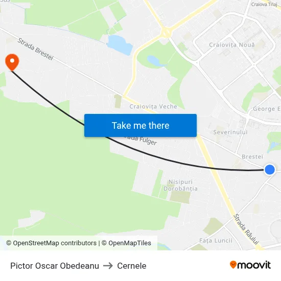 Pictor Oscar Obedeanu to Cernele map