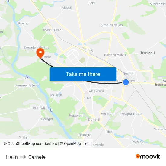 Helin to Cernele map