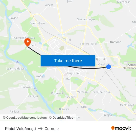 Plaiul Vulcăneşti to Cernele map