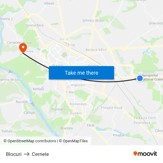 Blocuri to Cernele map
