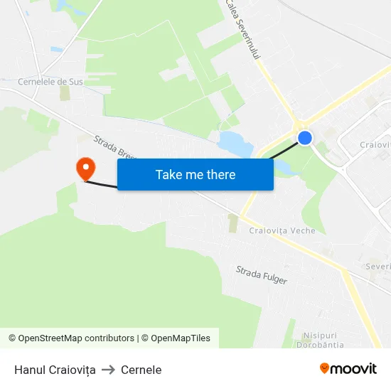 Hanul Craiovița to Cernele map