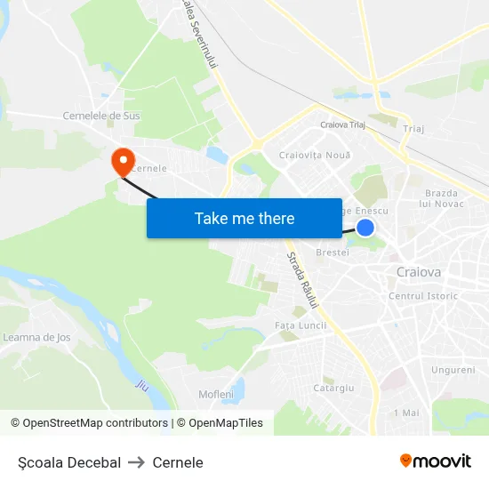 Şcoala Decebal to Cernele map
